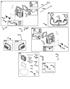 Cylinder Head Group Diagram and Parts List for 40N877-0072-B5  Briggs and Stratton Engine